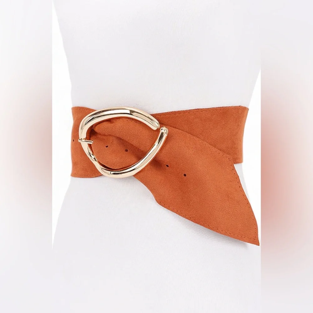 Oversized Black Vegan Suede Statement Belt